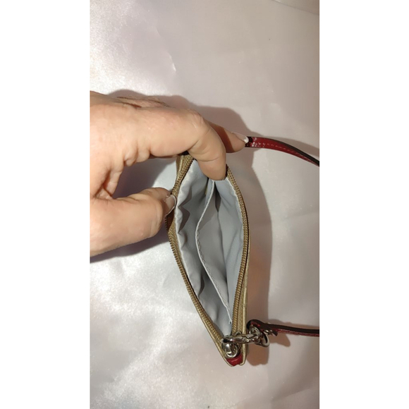 Coach Poppy Jacquard Wristlet Small Beige and Red - Picture 6 of 6